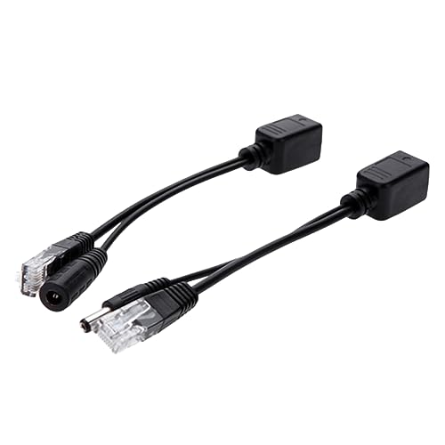 2PCS POE Splitter Adapter Cable de conexión de cobre completo para Ethernet negro Compatible con inyectores POE para redes y oficina en casa miniatura 1