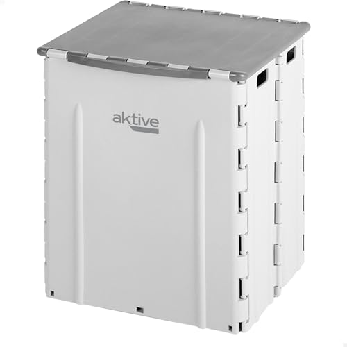 AKTIVE Cubo de Basura Plegable Multiusos, 30 x 25 x 358 cm, Color Gris, Fabricado en PP y TPR, Armario Reciclaje, Plegado Compacto, Cubos Exterior, Cubos Almacenamiento (63072)