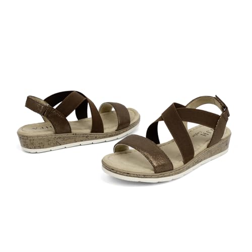 Image of VJH confort Women's Flat Sandals, Comfort Slip-on Elastic Ankle Strap Slingback Light Weight Casual Walking Sandals