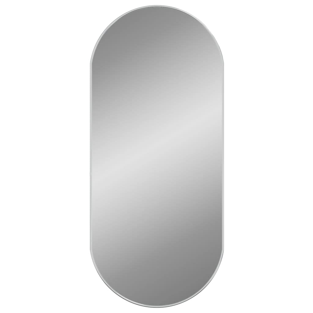 vidaXL Silver Wall Mirror - Glass/PVC, Modern 100x45 cm Oval Vanity/Cosmetic Mirror for Makeup, Living Room, Bathroom, Hallway Decor