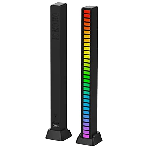 Tgmydie RGB LED Strip Light Music Sound Control Pickup Rhythm Lamp Backlight Night Lamp For Bar Car Atmosphere Lamp Home Decoration,Black Cover