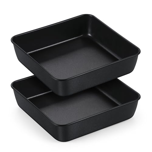 Herogo Quadratische Auflaufform 2er Set, Edelstahl Eckig Backform mit Antihaftbeschichtung, Brownie Kuchenform für Brownie Lasagne Kuchen, 15,9x15,9x5 cm, Einteilige Gussform, Leicht zu reinige