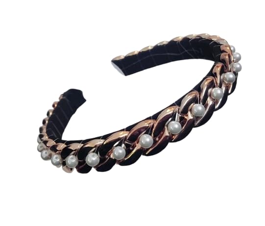 Image of Elegant&Exclusive Women's Fashion Chain Stones Hairbands /Headbands from Our Embellished Collection Useful for Girls & Women (Rosegold Thick Chain)