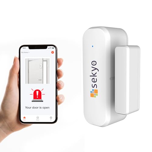 Image of Sekyo WiFi Smart Door Alarm Sensor | Wireless Magnetic Home Security System with Real-Time App Notifications | Easy Installation | Smart WiFi Connectivity for Door & Window (Pack of 1)