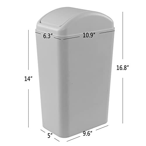 Utiao Slim Plastic Garbage Bin, 14 L Swing Trash Cans For Kitchen, Office, Bathroom #TOP1