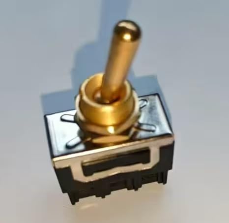 1PC 12mm Gold Plated All‑Copper Toggle Switch, 2 Position ON‑Off High Current Compact Rocker Switch 10A 250VAC
