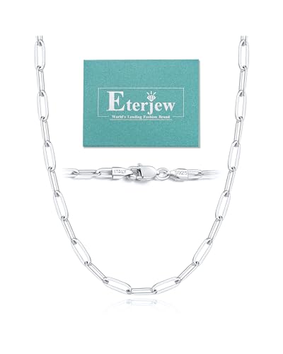 Eterjew 5mm 925 Sterling Silver Paperclip Chain Necklace for Women, Women's Paperclip Chain Necklace for Women 16inches