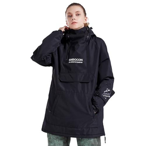 Bluemagic SkiJacken Skianzüge Schneeanzüge für Damen, Outdoorjacke Softshelljacken Outdoor Funktionsjacke, Winddicht Warm und Atmungsaktiv(Schwarz,XL)