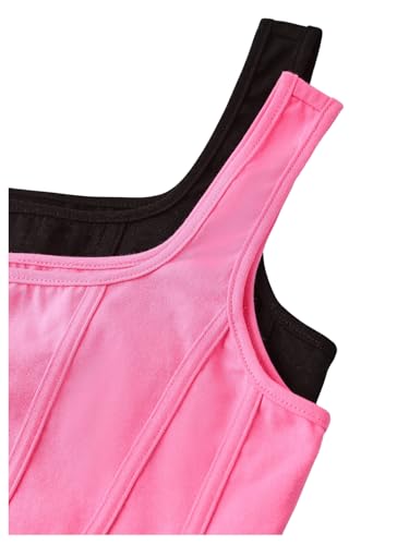 OYOANGLE Conjunto de 2 camisetas regatas femininas de verão com gola quadrada sem mangas e bainha as