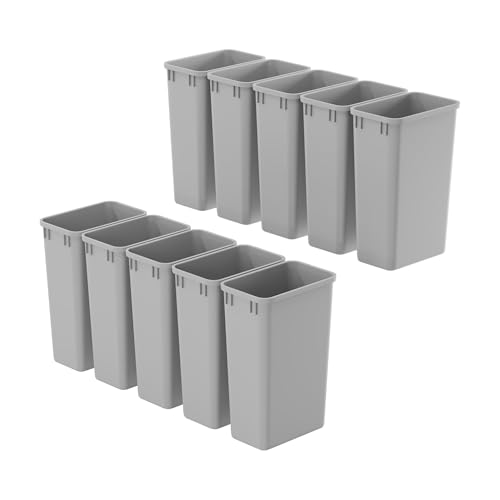 Image of Dowell 10 Pack 50Qt Wastebasket Trash Container, 13Gal, Plastic, Stackable, for Kitchen /Bathroom /Office, Fits Under Sink /Desk - Grey (10, 50 QT)