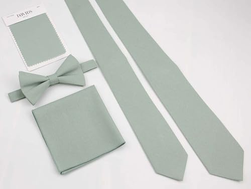 Image of Mens Solid Linen Ties - Slim Pattern Necktie for Men Wedding Groomsmen