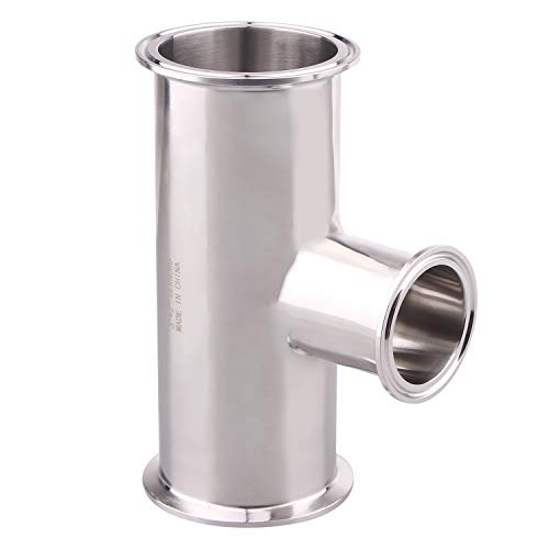 Image of DERNORD Reducing Clamp Tee 3 Way Stainless Steel 304 Sanitary Fitting (3 inch x 3 inch x 2 inch)