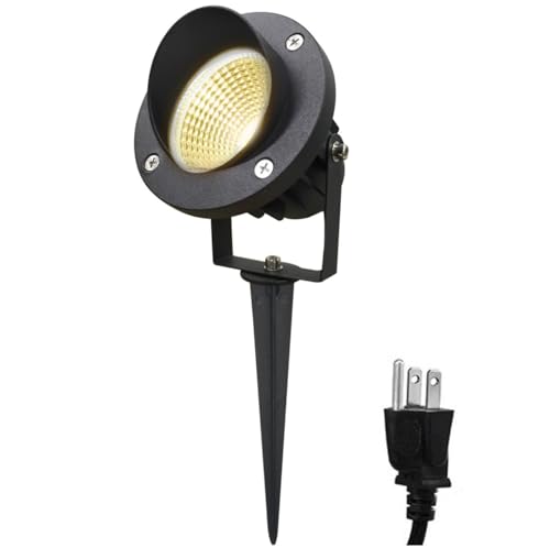 TOVEENEN 20W Outdoor Landscape Spotlight with Dusk to Dawn Sensor - 120V LED Waterproof Spot Light for Flag Yard House Christmas Lighting, Warm White