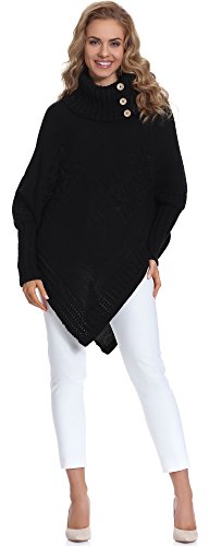 Preisvergleich Produktbild Merry Style Damen Poncho M83N4 (Schwarz)