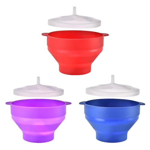 Cuenco para palomitas de maíz, recipiente de silicona para hacer palomitas de maíz, recipiente de silicona para microondas con tapa para el hogar y la cocina