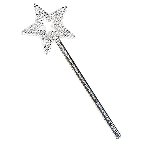 GIYOMI Star Wand, 13 Inches Silver Fairy Princess Angel Wand Sticks for Girls Costume Birthday Party Wedding Halloween Christmas Cosplay-Fairy Wand for Children Over 36 Months of Age Cover