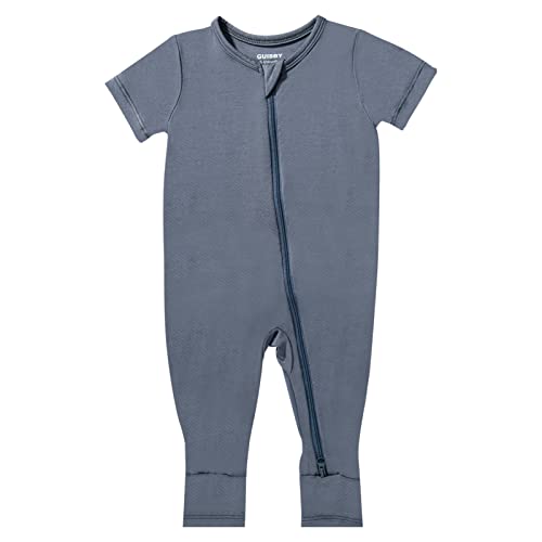 Image of GUISBY Rayon Made from Bamboo Baby Pajamas, Summer Short Sleeve Footless Rompers, 2 Way Zipper Sleeper