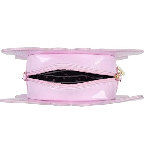 Luv Betsey Betsey Johnson Kitsch LBLUCKY Printed Rhinestone Light Pink Faux Patent Butterfly Crossbody Shoulder Bag4