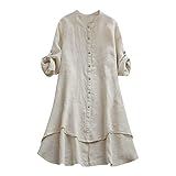 [Babsully] ニット 春 トップス レディース 長袖 上品 カットソー やわらか M ~ XL レディース トップス 春 リネンシャツ レディース 無地 綿麻 シャツ ブラウス ワイシャツ 長袖 前開き Ｔシャツ ゆったり 日よけ uvカット 薄手 シンプル 涼しい カジュアル 長袖シャツ 体型カバー おしゃれ トップス 通勤 (XL/#06 ベージュ)