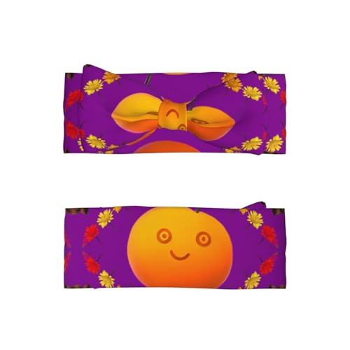 Smiley Orange Baby Bow Headband. Comfortable baby headband, suitable for daily wear and photo props.2