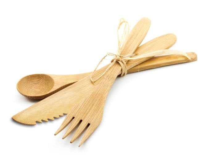 50 Sets de Cubiertos de Bambú, Tenedor, Cuchillo y Cuchara, 16cm, Desechables, Compostables, Eco-friendly, Enfundados, Envueltos individualmente.