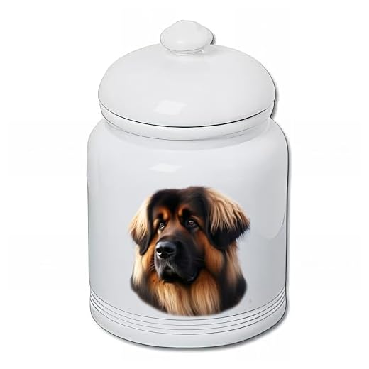 Best of Breed Leonberger Dog and Cat Ceramic Treat Jar 9" Tall Air Tight Seal All White