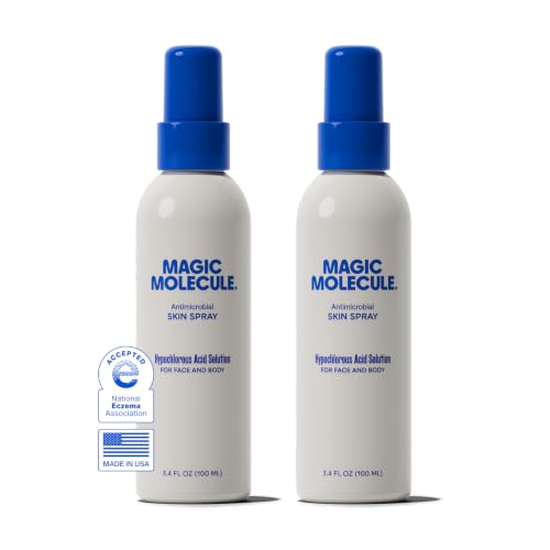 Magic Molecule Hypochlorous Acid Spray for Breakout-Prone Skin Eczema & Itchy Rashes | Helps 50+ Dermal Issues | For All Skin Types 3.4 oz (Pack of 2) Travel-Friendly