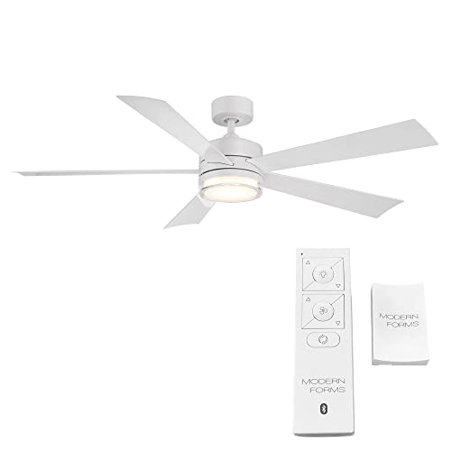 Wynd Smart Indoor And Outdoor 5-Blade Ceiling Fan 60In Matte White With 3000K Led Light Kit And Remote Control Works With Alexa, Google Assistant, Samsung Things, And Ios Or Android App #TOP1