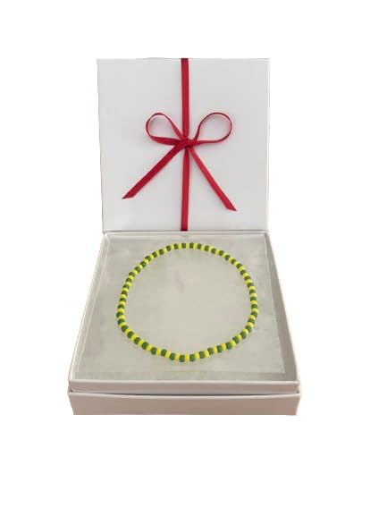 Miniatura 4 de 3mm Sunny Glossy Citrus Yellow and Green Seed Bead Stretch Cord Bracelet (8" Inches - Large)