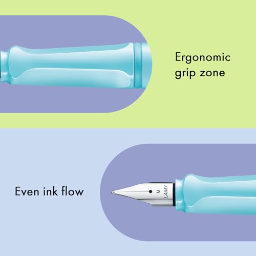 Image of Lamy Safari Aqua Sky Fountain Pen Fine Nib with T10 Blue cartridge and Z28 Convertor | Lamy Fountain pen with ergonomic grip - robust ASA plastic - incl. LAMY T 10 blue ink cartridge - right-handed users