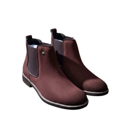 Image of Men's Chelsea Boots Suede Finish Slip-On Ankle Boots Elastic Side Panel Casual & Formal Wear
