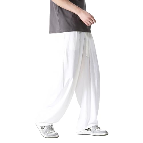 Tripleberly Linen Pants Men Casual Pants for Men Summer Beach Loose Fit Elastic Drawstring Waist Straight Legs Joggers Yoga4