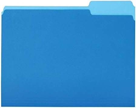 Amazon Basics File Folders, Letter Size, 1/3 Cut Tab, Blue, 36-Pack