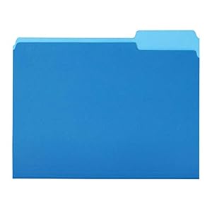 Amazon Basics File Folders, Letter Size, 1/3 Cut Tab, Blue, 36-Pack