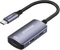 USB C zu AR-Brille mit Ladeadapter, Type C zu Monitor und Lade-Konverter 100W PD, 4K@60Hz Kompatibel für iPhone 15/16 Viture/Rokid/Xreal AR-Brille (Dual USB C)