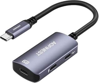 USB C zu AR-Brille mit Ladeadapter, Type C zu Monitor und Lade-Konverter 100W PD, 4K@60Hz Kompatibel für iPhone 15/16 Viture/Rokid/Xreal AR-Brille (Dual USB C)