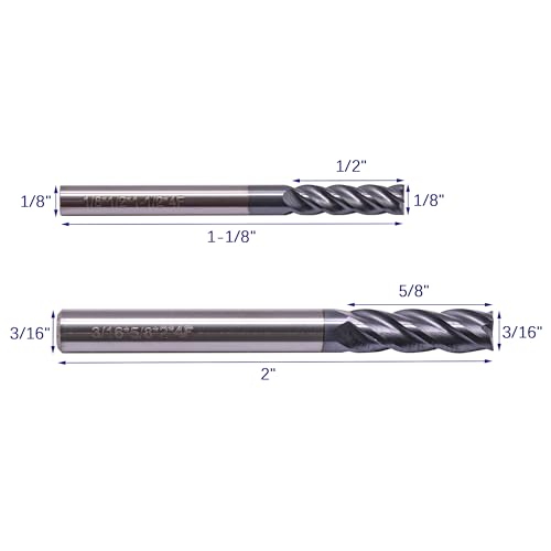Image of BestParts High Performance 6Pcs Solid Carbide End Mills Set 1 /8 inch, 3 /16 inch, 1 /4 inch, 5 /16 inch, 3 /8 inch, 1 /2 inch - AlTiN Coated, 4 Flute, 30 Degree Helix, End Mill Bit Set, CNC Router Bit
