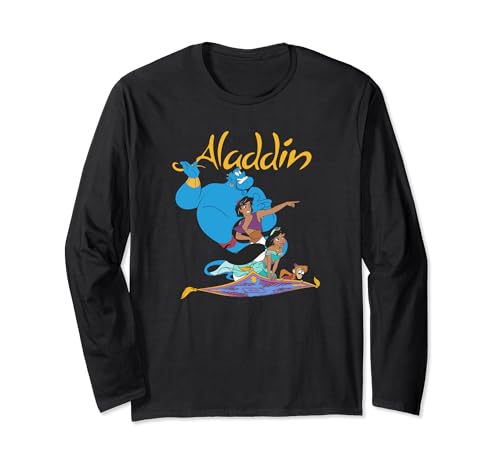 T-shirt manches longues Aladdin Disney imprimé rétro Magic Carpet de coupe régulière