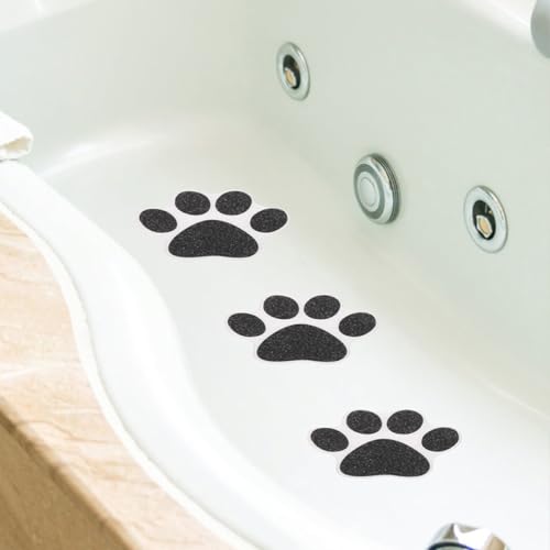 Pegatinas antideslizantes de huellas de perro para suelo autoadhesivas de PEVA negro 20 piezas 7