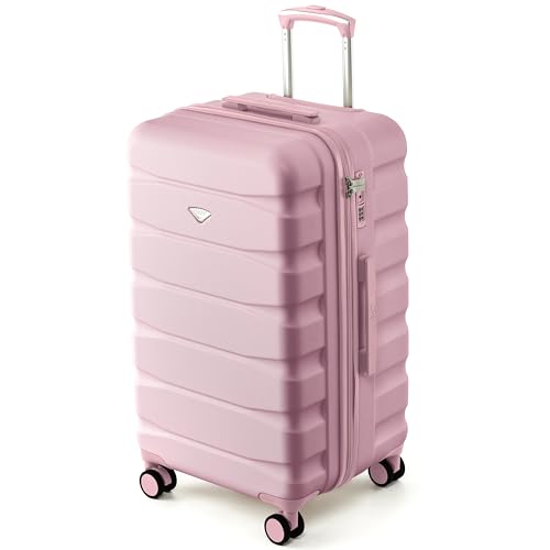 Flight Knight 70cm Trunk Suitcase - Hard Shell ABS Checked Luggage for Week-Long Travel with Medium Capacity Interior Spinner Wheels and TSA Lock - Approved for Most UK Airlines