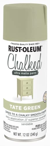 Image of Rust-Oleum Tate Green Chalked All-in-One Ultra Matte Spray Paint | One Coat Coverage | No Primer, Sanding, Or Topcoat Needed | Easy Spray Application | Made in USA | 12 OZ