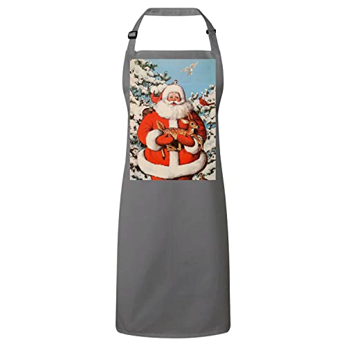 Tablier cuisine gris premium style vintage Santa Claus haute qualité