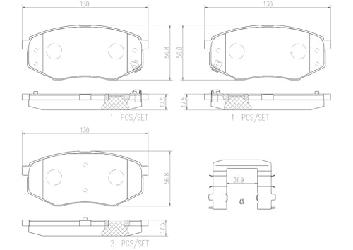 Brembo P30055N Premium Ceramic Front Disc Brake Pad Set HYUNDAI OE# 581011KA00 by Brembo - Used condition - Image 3