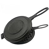 Dearolling鋳鉄製厚手小型ワッフルプレート 露店用無コーティングワッフル円形業務用モールド ケーキモールド キッチン用家庭用ワッフルグリルマシン (20CM,a)