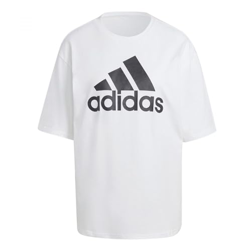 Adidas Damen Essentials Big Logo Boyfriend Tee, White/Black, XS