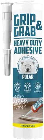Polar Grip & Grab Heavy Duty Adhesive Pack of 1 - (1x 310ml) Solvent Free All Building Adhesive for Interior Wood, Ceramic, Metal & More