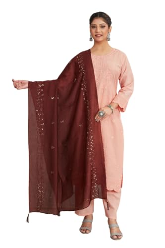 Indian Wedding Ethnic Sequince & Embroidered Festive Bridal Wear Scarf Shawl Soft Elegant Dupatta For Women (Only Dupatta)