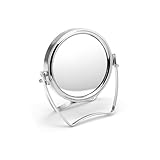 WMugthome Two-Sided 4-In/6-in with Handle Portable Round Makeup/Travel/Desk Mirror with 1X and 3X Magnification(Silver, 4inch)