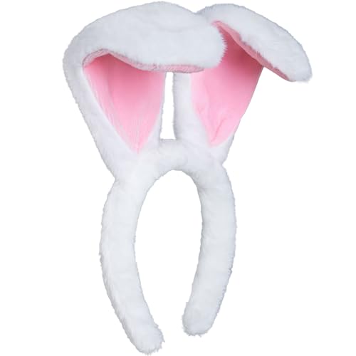 Tagberoy Plush Bunny Ears Headband White Rabbit Ears Headband for Easter Halloween Cosplay Party Rabbit Ear Hair Aaccessories