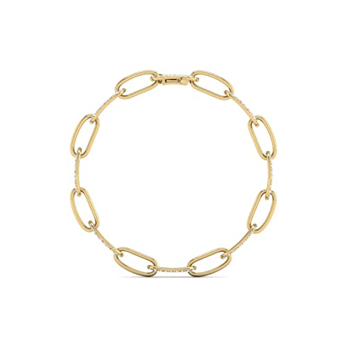 TimeLess Classics 14K White, Yellow and Two Tone Gold Natural Diamond Paperclip Link Bracelet for Women Comes with Push Button, A Graceful Gift for Her (J-K Color, I2-I3 Clarity)2